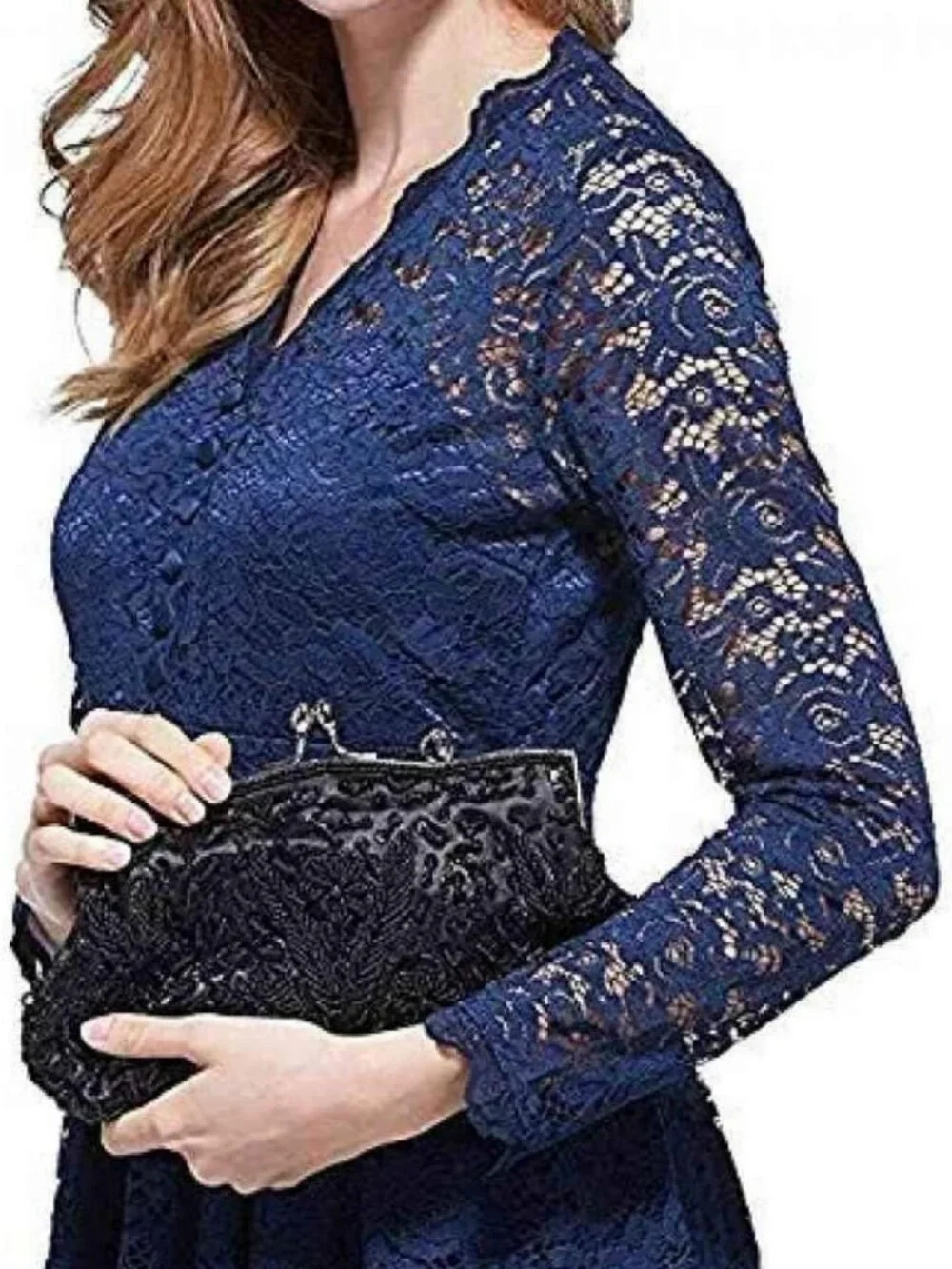 Elegant Beaded Sequin Flower Evening Clutch Bag - Large Handbag for Women
